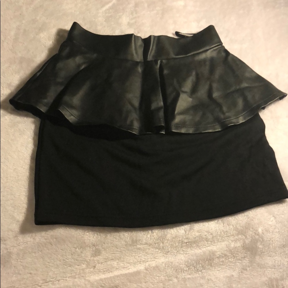 LF black peplum bodycon skirt